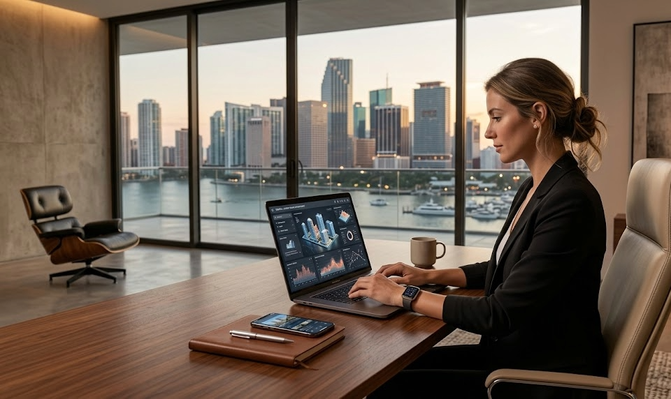 Escena conceptual que represente la evolución de Google hacia asistentes de IA en real estate