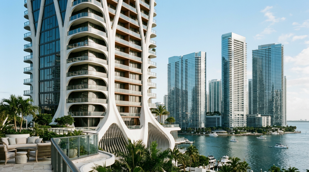 Condominio existente en Miami comparado con torres residenciales nuevas en una zona prime