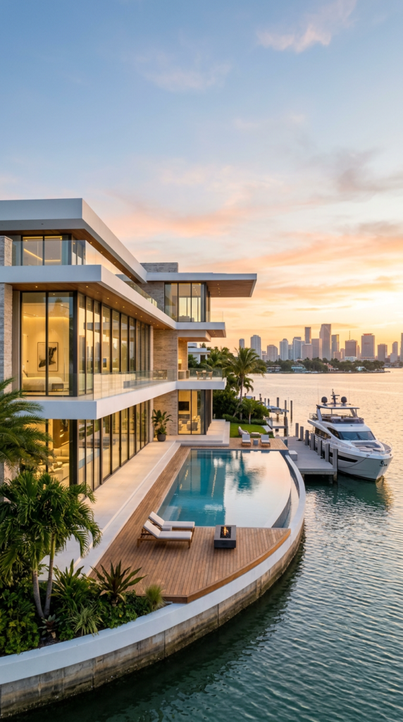 Residencia waterfront de lujo en Miami con vistas abiertas y posicionamiento premium