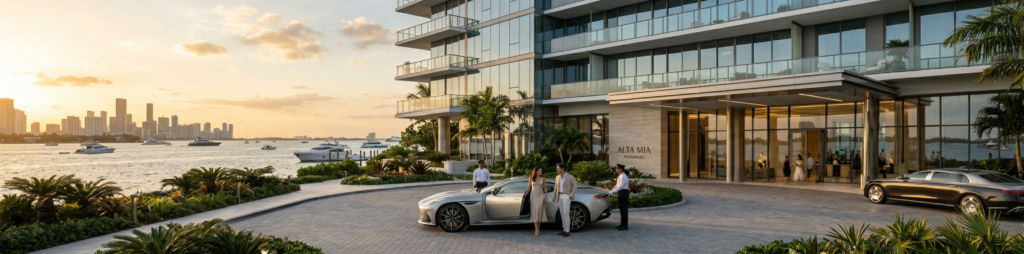 Branded residences in Miami frente al agua con arquitectura de lujo y estilo de vida premium