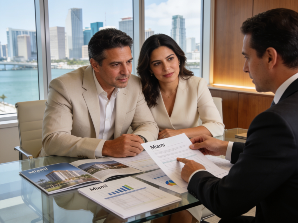 Compradores peruanos evaluando propiedades en Miami como estrategia patrimonial familiar.