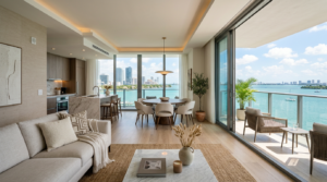Condo moderno en Miami con vista a la bahía, ideal para analizar inversión en renta corta.