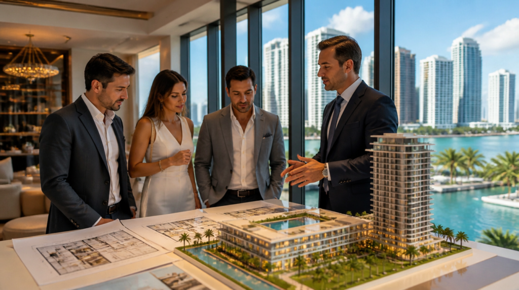 Inversionistas latinoamericanos evaluando preconstrucción en Miami en 2026.
